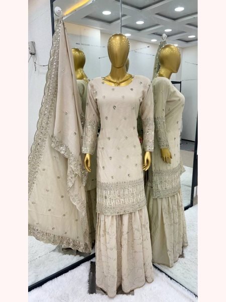 New Eid Collection In Pure Chinnon With Heavy Embroidery Sequence Work Suits  Ready To Wear Collection