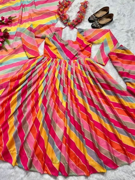 New Fancy Style Tabby Organza Anarkali Suit  3 Piece Kurti Set