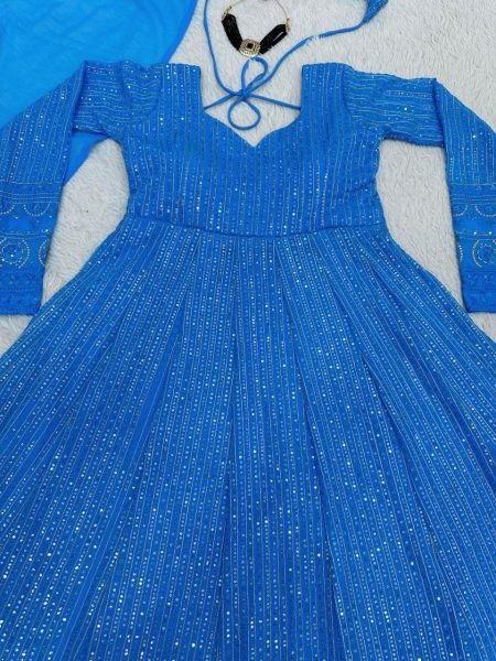  New Fashionable Sequence Work Anarkali Gown Kurti With Dupatta Wholesale