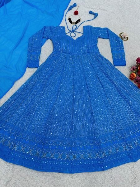  New Fashionable Sequence Work Anarkali Gown Kurti With Dupatta Wholesale