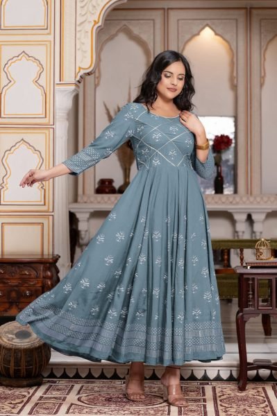 New Festive Elegent Indian Printed Anarkali  Gown  Anarkali Kurtis 