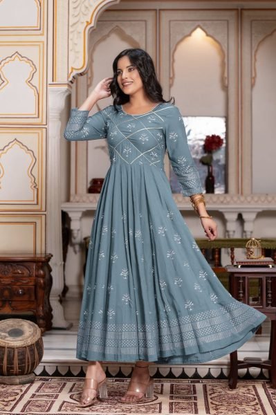 New Festive Elegent Indian Printed Anarkali  Gown  Anarkali Kurtis 