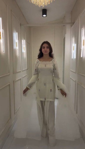 New Heavy Farshi Suit Collection Chinnon Silk with Embroidered Full Sleeves Organza Dupatta Ready to Wear at Best Price Ready To Wear Collection