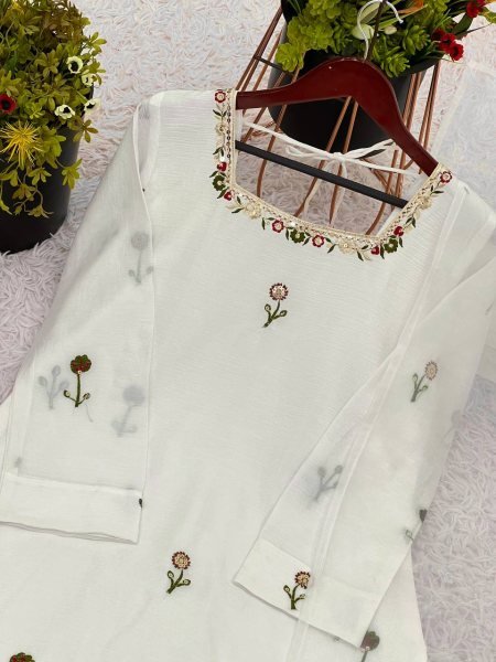 New Heavy Farshi Suit Collection Chinnon Silk with Embroidered Full Sleeves Organza Dupatta Ready to Wear at Best Price Ready To Wear Collection