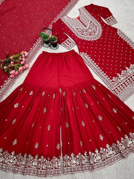 New Indian Special Party Ethnic wear Georgette Straight Salwar for Womens  Ready To Wear Collection