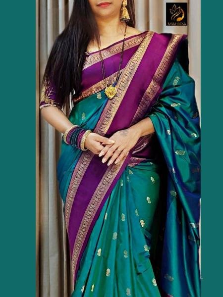 New Kanjivaram Silk Saree with Rich Zari Pallu anfd Running Blouse For Traditional Wear Sarees 