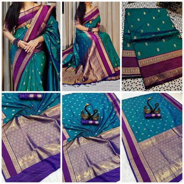New Kanjivaram Silk Saree with Rich Zari Pallu anfd Running Blouse For Traditional Wear South Indian Saree 