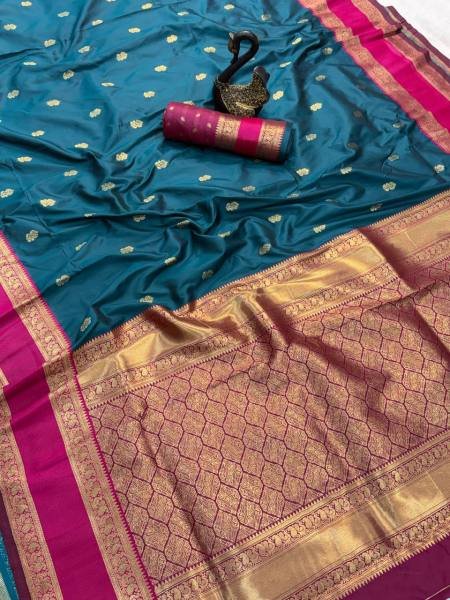 New Kanjivaram Silk Saree with Rich Zari Pallu anfd Running Blouse For Traditional Wear South Indian Saree 
