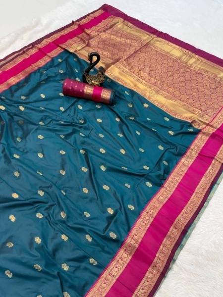 New Kanjivaram Silk Saree with Rich Zari Pallu anfd Running Blouse For Traditional Wear South Indian Saree 