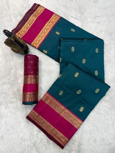 New Kanjivaram Silk Saree with Rich Zari Pallu anfd Running Blouse For Traditional Wear South Indian Saree 