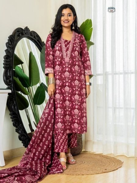 New Launch  Designer Cotton Suit  with Handwork and Printed Dupatta for Everyday Comfort 