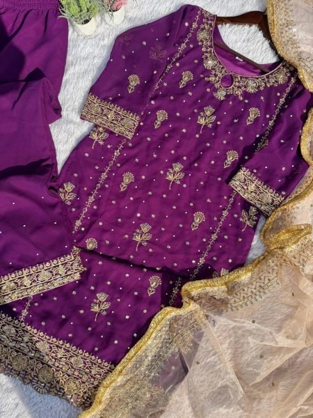 New Launch Designer Party Wear Fox Georgette Suit Set Sequence Moti Embroidery with Heavy Lace Dupatta Ready to Wear Collection at Wholesale Price  Straight Cut Long Kurtis