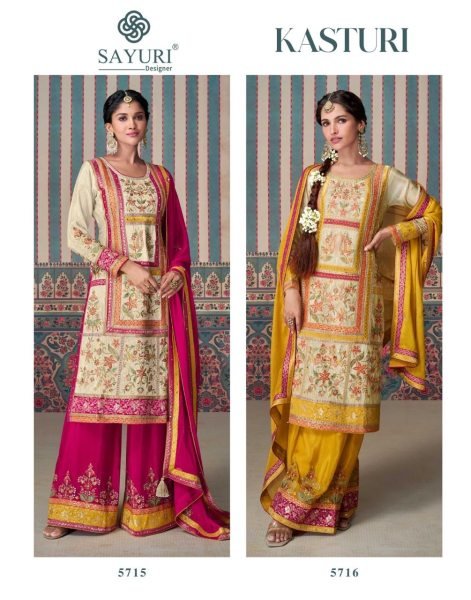 New Launch  Kasturi Real Simar Silk Ensemble by Sayuri Designer Designer Plazzo Salwar Suits Wholesale
