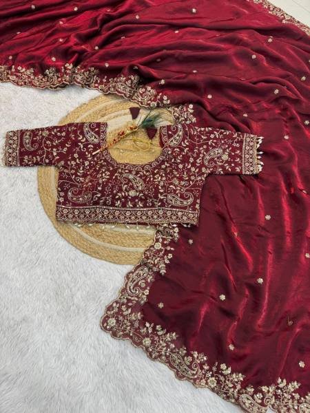 New Launch Space Silk Saree with Heavy Zari Embroidery Stitched Blouse Collection At Manufacturer Rate Designer Wedding Sarees Wholesale