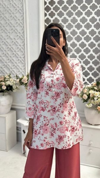 New Launch Twill Rayon Digital Print Top and Plazzo Set Tunics kurti
