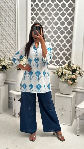 New Launch Twill Rayon Digital Print Top and Plazzo Set Tunics kurti
