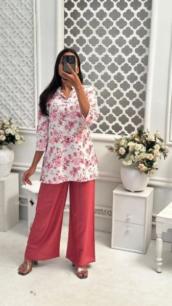 New Launch Twill Rayon Digital Print Top and Plazzo Set Tunics kurti