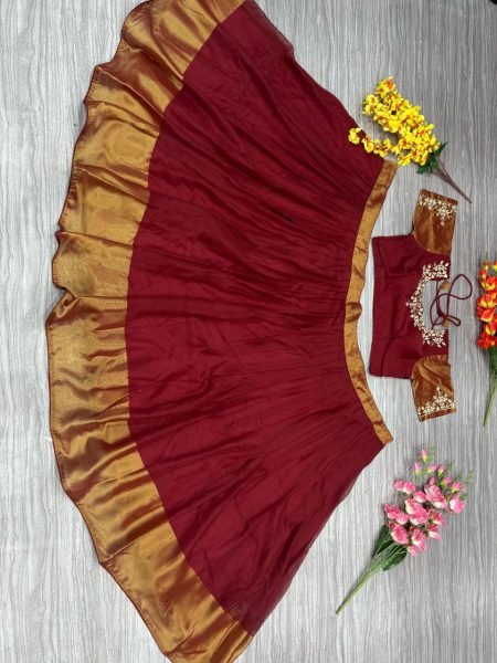 New Look Half Saree Chiffon Jari Patta Lehenga Set  Half Saree Lehenga