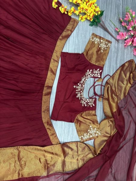 New Look Half Saree Chiffon Jari Patta Lehenga Set  Half Saree Lehenga