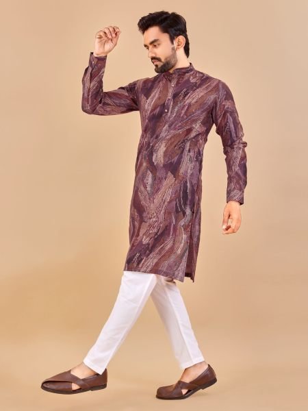 New MultiColour Foil Print Cotton Mens Kurta Payjama Collection