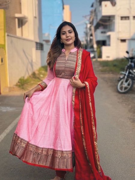 New Party Wear Look latest Vichitra With Jacquard Anarkali Suit Collection 