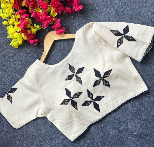 New Pure Khadi Cotton Readymade Stitched Half Sleeve Blouse For Women Blouse Collection