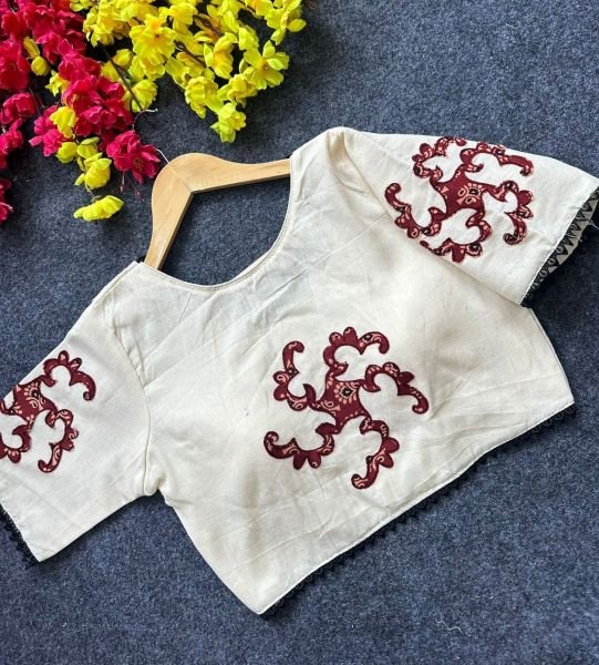 New Pure Khadi Cotton Readymade Stitched Half Sleeve Blouse For Women Blouse Collection