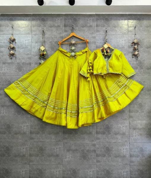 New Readymade Roman Silk Chaniya Choli 6 MTR Flair with Heavy Gotta   Sequins Lace For Navratri Special Navratri Lehnega Choli