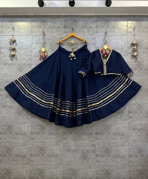 New Readymade Roman Silk Chaniya Choli 6 MTR Flair with Heavy Gotta   Sequins Lace For Navratri Special Navratri Lehnega Choli