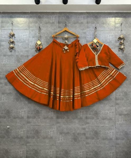 New Readymade Roman Silk Chaniya Choli 6 MTR Flair with Heavy Gotta   Sequins Lace For Navratri Special Navratri Lehnega Choli