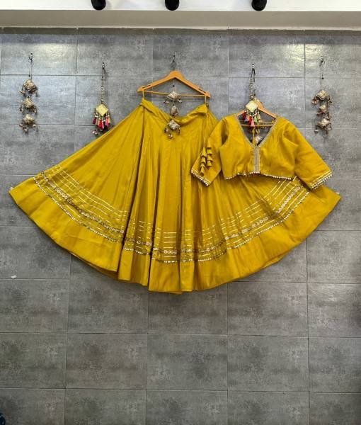 New Readymade Roman Silk Chaniya Choli 6 MTR Flair with Heavy Gotta   Sequins Lace For Navratri Special Navratri Lehnega Choli