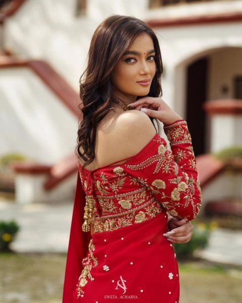 New Red Designer Georgette Saree With Embroidery Zari Work  Georgette Sarees Wholesale