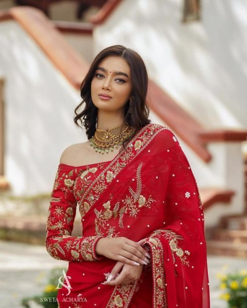 New Red Designer Georgette Saree With Embroidery Zari Work  Georgette Sarees Wholesale
