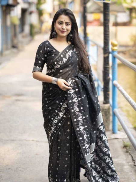 New Soft Linen Cotton Saree with Digital Print Cotton Tassels on Pallu Pure Cotton Best Summer Offer Now Sarees 
