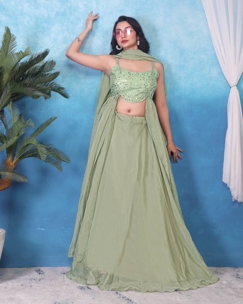 New Style Designer Ready to Wear Lehenga Choli Heavy Mono Banglory Silk with Sequin &  Embroidery Work for Bulk Orders Available Designer Lehenga Choli