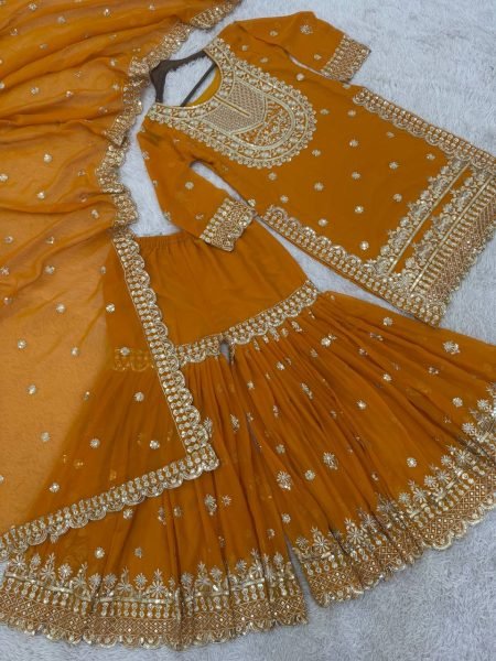New Style Ready To Wear Heavy Faux Georgette Kurti with Embroidery Sequence Work Best Price  Ready To Wear Collection