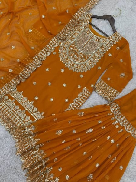 New Style Ready To Wear Heavy Faux Georgette Kurti with Embroidery Sequence Work Best Price  Ready To Wear Collection