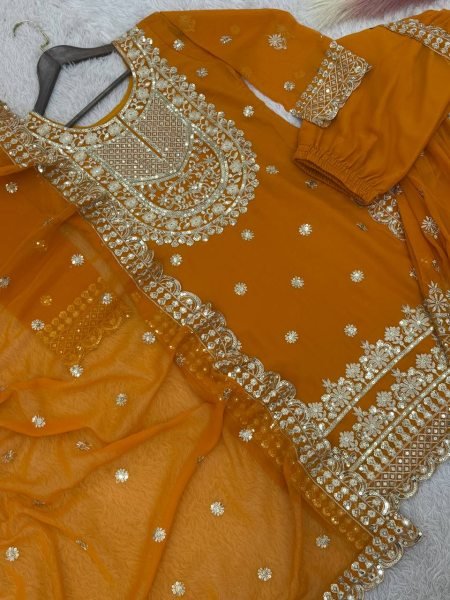 New Style Ready To Wear Heavy Faux Georgette Kurti with Embroidery Sequence Work Best Price  Ready To Wear Collection