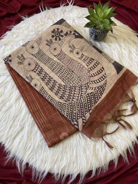 New Style Soft Semi Tussar Silk Saree with Tassels and Attractive Checks Pattern Silk Sarees Wholesale