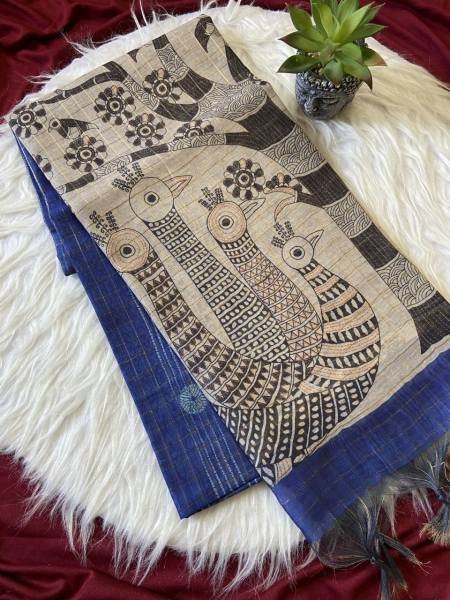 New Style Soft Semi Tussar Silk Saree with Tassels and Attractive Checks Pattern Silk Sarees Wholesale