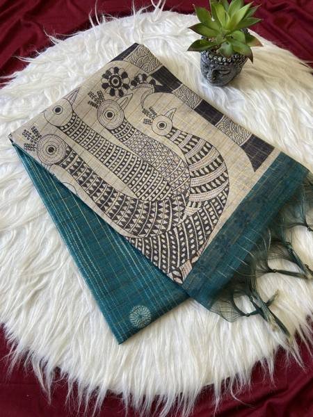 New Style Soft Semi Tussar Silk Saree with Tassels and Attractive Checks Pattern Silk Sarees Wholesale