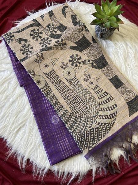 New Style Soft Semi Tussar Silk Saree with Tassels and Attractive Checks Pattern Silk Sarees Wholesale