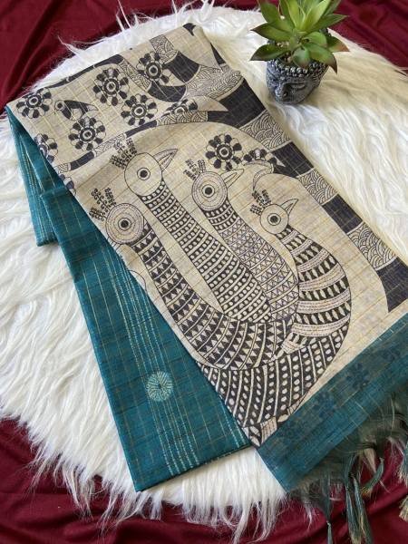 New Style Soft Semi Tussar Silk Saree with Tassels and Attractive Checks Pattern Silk Sarees Wholesale