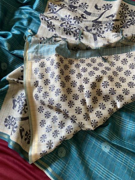 New Style Soft Semi Tussar Silk Saree with Tassels and Attractive Checks Pattern Silk Sarees Wholesale