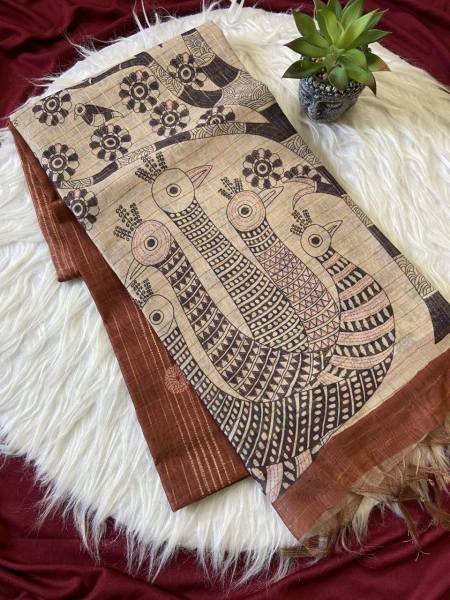 New Style Soft Semi Tussar Silk Saree with Tassels and Attractive Checks Pattern Silk Sarees Wholesale