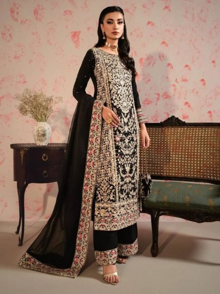 New Stylish Pakistani Salwar Suit with Embroidery and Lace Border Dupatta Ready To Wear Collection