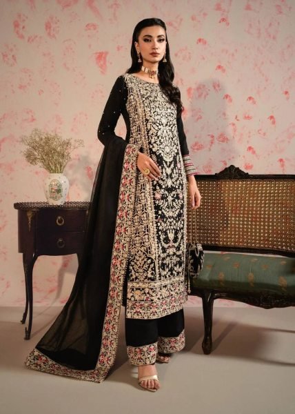 New Stylish Pakistani Salwar Suit with Embroidery and Lace Border Dupatta Ready To Wear Collection