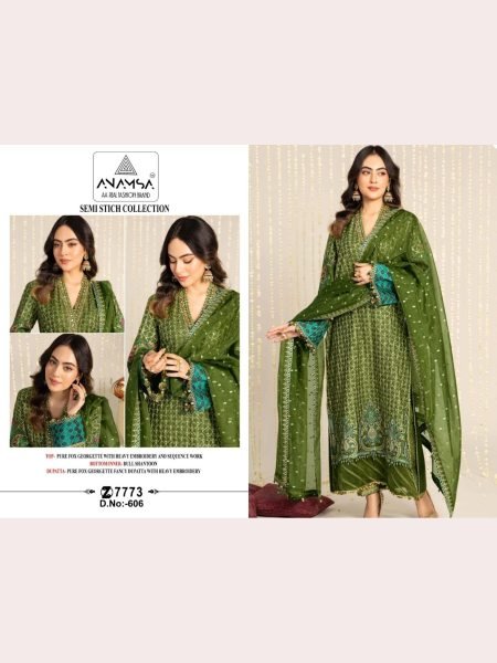 New Super Hit Suit Set Foux Georgette With Heavy Embroidery and Sequence work Embroidery Suits Wholesale