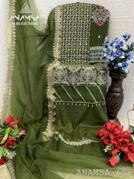 New Super Hit Suit Set Foux Georgette With Heavy Embroidery and Sequence work Embroidery Suits Wholesale