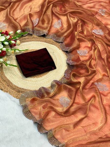 New Two Tone Golden Diamond Suneri Saree with Velvet Blouse For Party   Wedding Wear Designer Wedding Sarees Wholesale